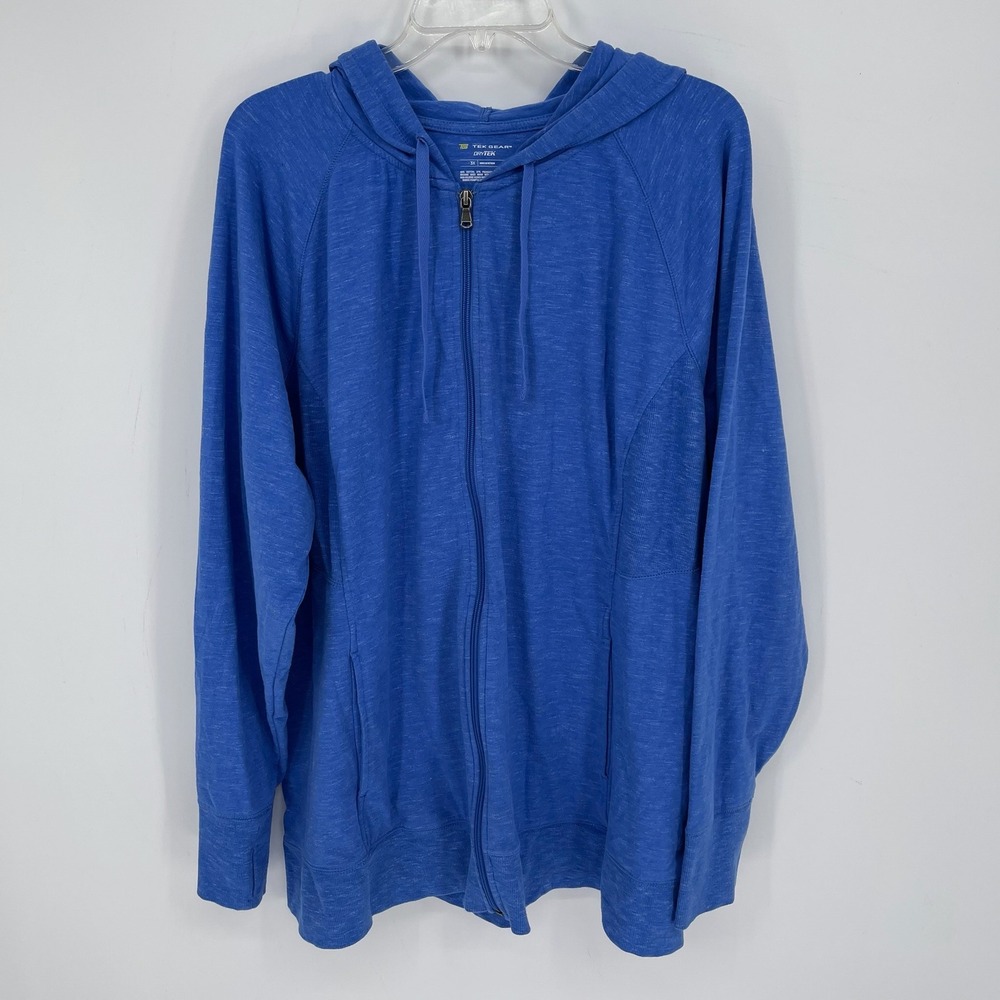 Tek Gear Women's Blue DryTek Full Zip Stretch Hooded Sweatshirt Plus Size 3X